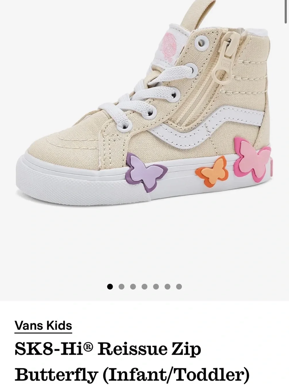 Vans Kids High-Top Sneakers in Cream with Butterfly Accents